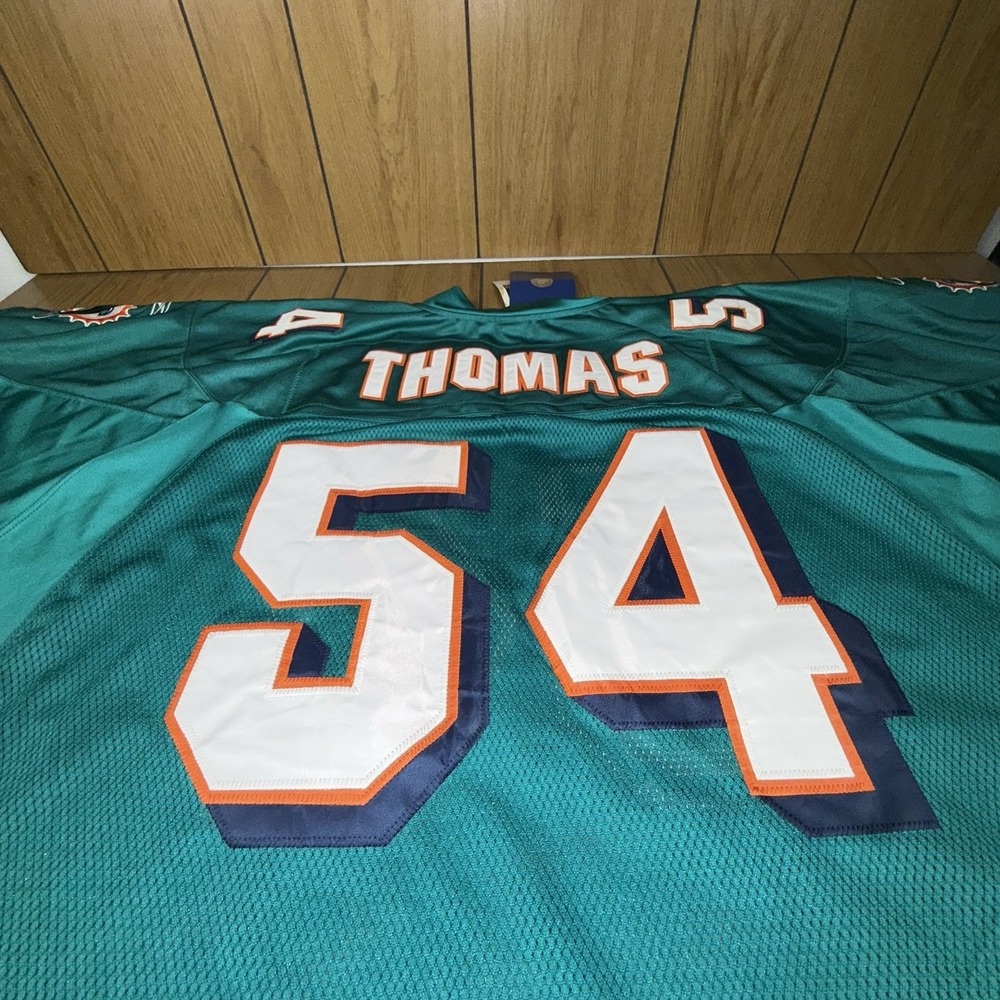 Zach Thomas Dolphins Authentic Vintage Reebok Home Jersey NFL LB #54 Size 56 NEW - Picture 13 of 15
